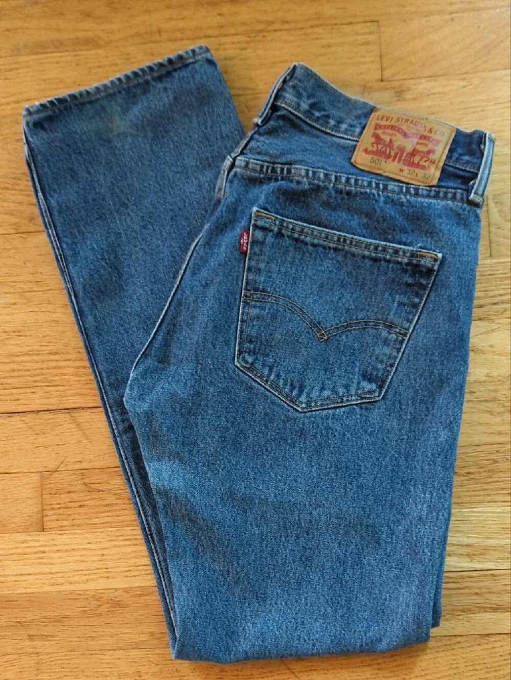 LEVI'S 501: Straight Leg, Medium Blue Denim, Button-Fly Jeans (Men's/Women's)